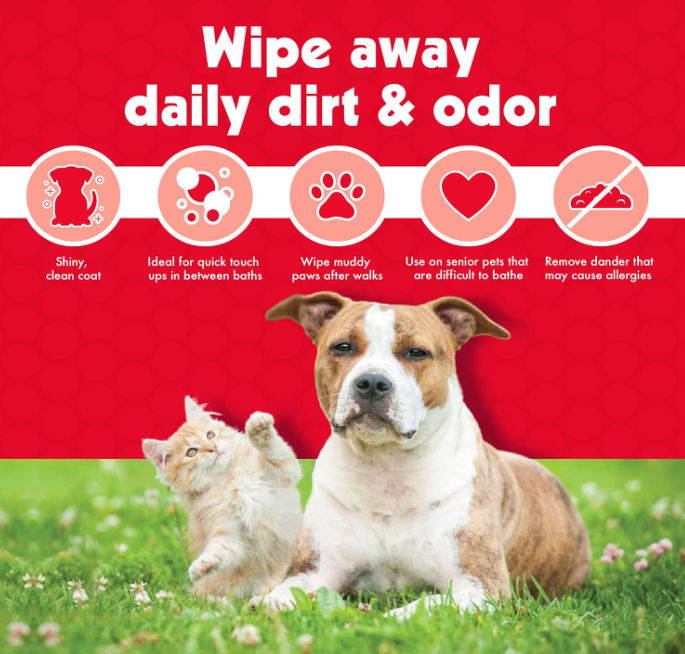 Petkin Germ Removal Pet Wipes For Cats & Dogs (Travel Pack) 100ct