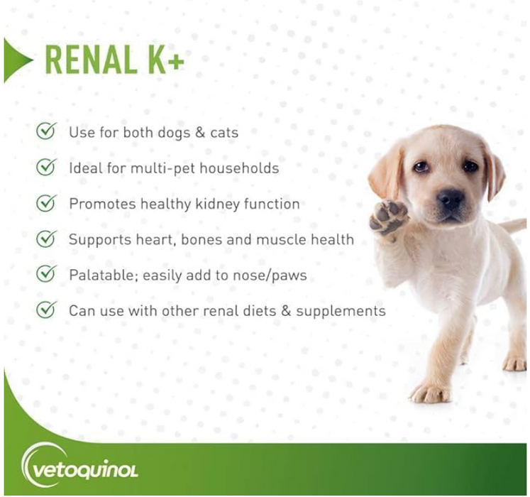 Vetoquinol Renal K+ (Potassium Gluconate) Potassium Supplement Gel 142g