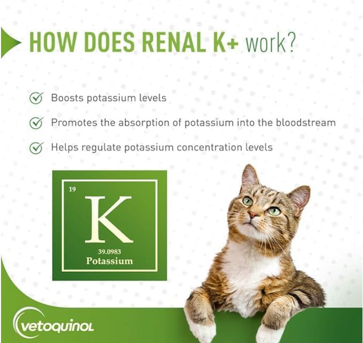 Vetoquinol Renal K+ (Potassium Gluconate) Potassium Supplement Gel 142g