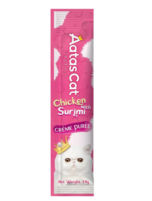 Aatas Cat Creme Puree Chicken with Surimi 14g x 50 Sachets