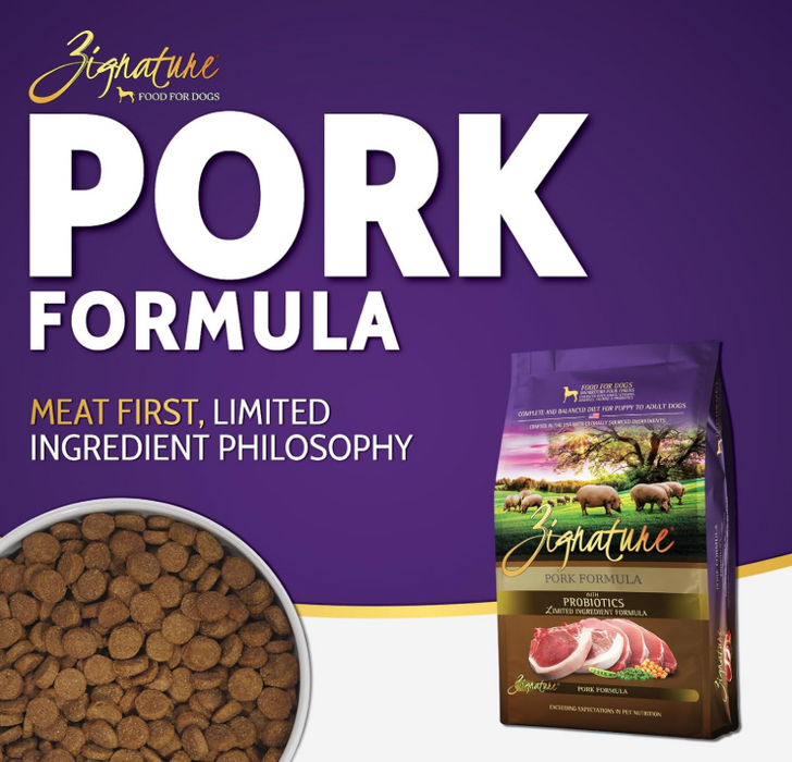 Zignature Pork Formula Dog Dry Food (3 Sizes)
