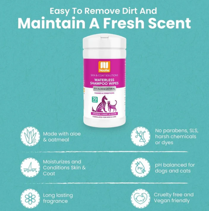 Nootie™ Waterless Shampoo Wipes Japanese Cherry Blossom [Dogs + Cats]