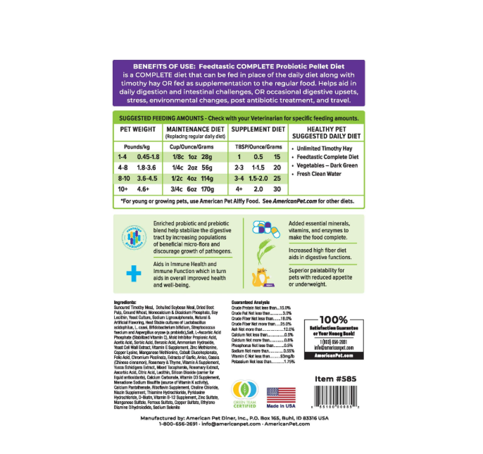 American Pet Feedtastic Complete Probiotic Pellet Diet (2 Sizes)