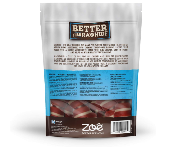 Zoë Better Than Rawhide BBQ Chicken Flavor 10 Mini Bones Dog Treats 234g
