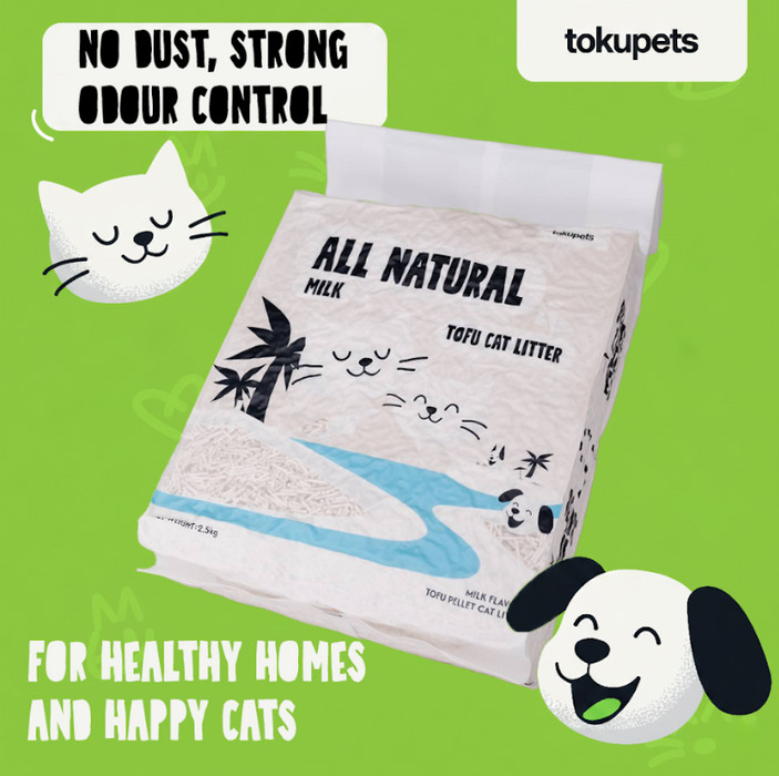 ✨ NEW ARRIVAL ✨ Tokupets Premium Tofu Cat Litter 6L | Dust-Free Flushable Milk Scent