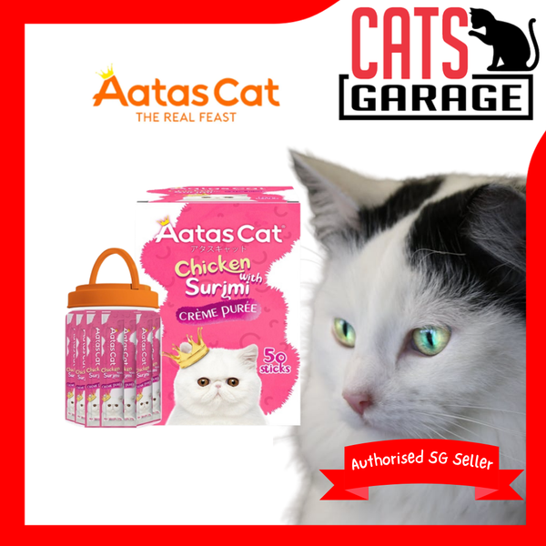 Aatas Cat Creme Puree Chicken with Surimi 14g x 50 Sachets