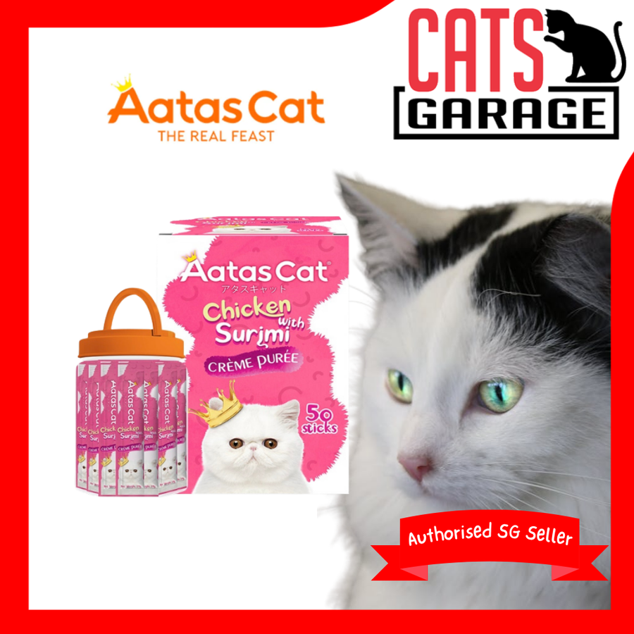 Aatas Cat Creme Puree Chicken with Surimi 14g x 50 Sachets