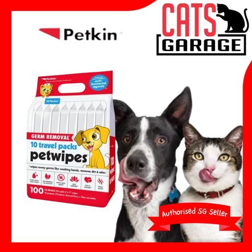 Petkin Germ Removal Pet Wipes For Cats & Dogs (Travel Pack) 100ct