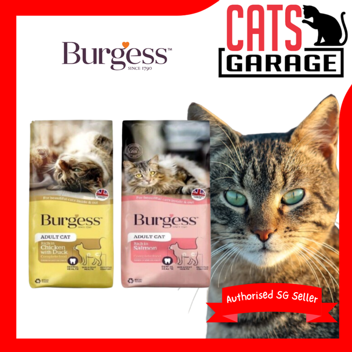 Burgess Adult Cat Dry Food 10kg | Chicken&Duck / Salmon