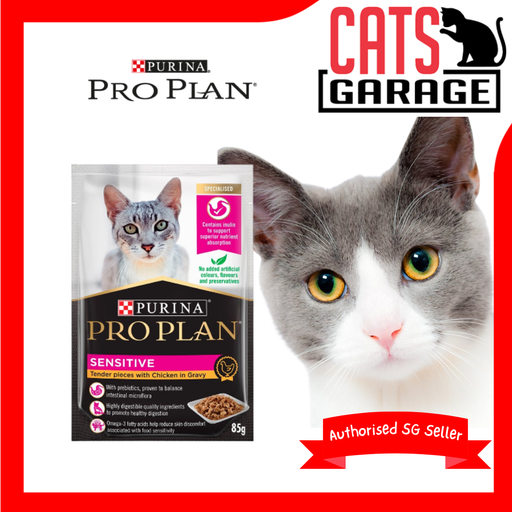 Purina Pro Plan Feline Adult Sensitive In Gravy Pouch Wet Cat Food 85g X12