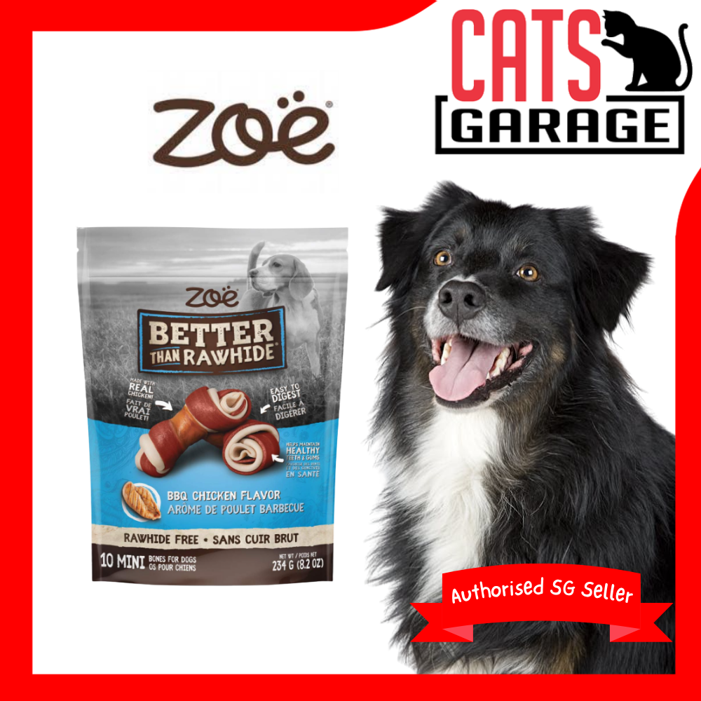 Zoë Better Than Rawhide BBQ Chicken Flavor 10 Mini Bones Dog Treats 234g