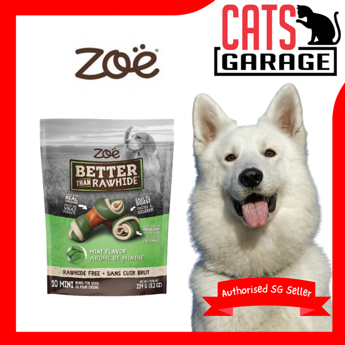 Zoë Better Than Rawhide 10 Mini Bones Mint Flavor 234g