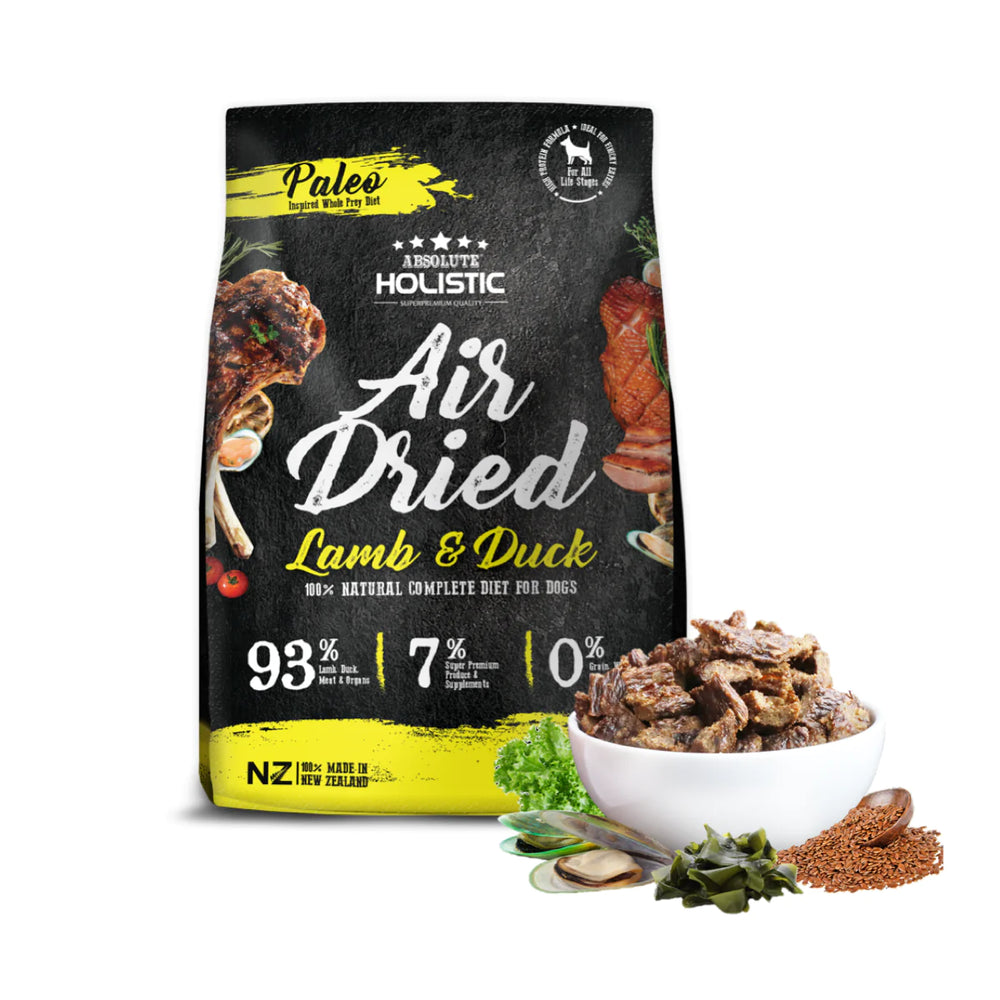 Absolute Holistic Air Dried Food for Dogs Lamb & Duck 1kg X4