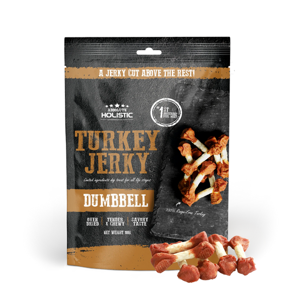 Absolute Holistic Grain Free Treats for Dog Turkey Jerky Dumbbell 100g