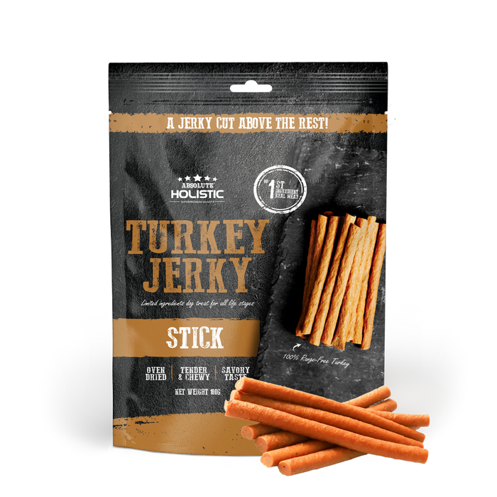 Absolute Holistic Grain Free Treats for Dog Turkey Jerky Loin Stick 100g