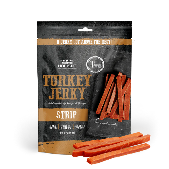Absolute Holistic Grain Free Treats for Dog Turkey Jerky Loin Strip 100g