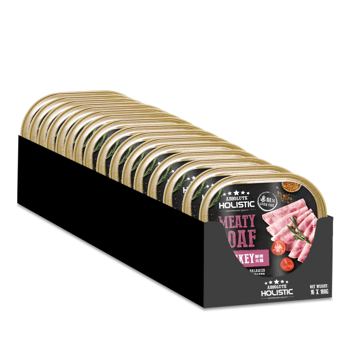 Absolute Holistic Complete & Balanced Meaty Loaf Turkey Wet Tray Food for Dog 100g X16