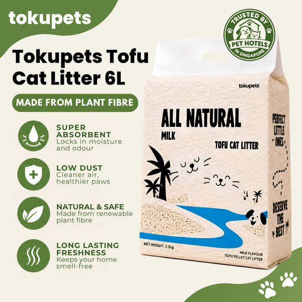 Tokupets Premium Tofu Cat Litter 6L | Dust-Free, Flushable & Trusted by Singapore Pet Hotels
