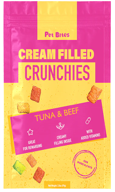 Pet Bites Creamed Filled Tuna & Beef Crunchies For Cats & Dogs 79g