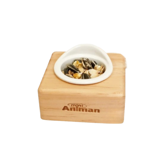 Animan Hamster Food Bowl with Wood Stand Single