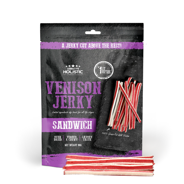 Absolute Holistic Grain Free Treats for Dog Venison Jerky Sandwich 100g