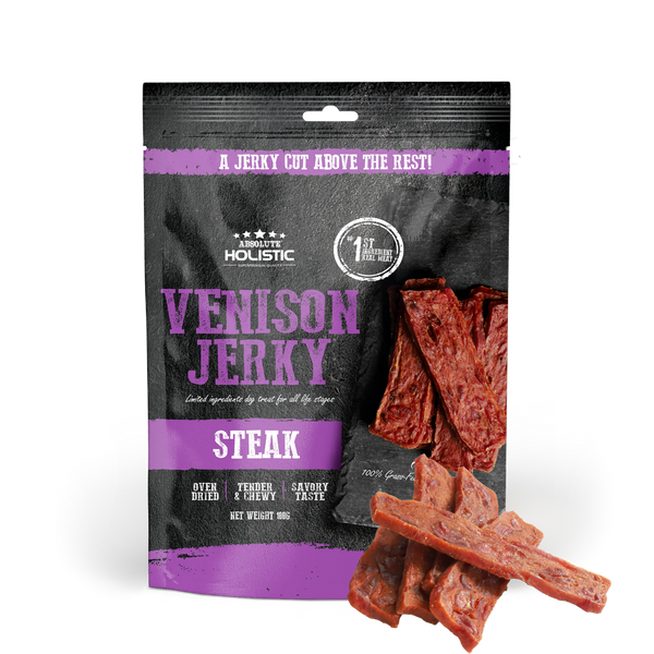 Absolute Holistic Grain Free Treats for Dog Venison Jerky Steak 100g