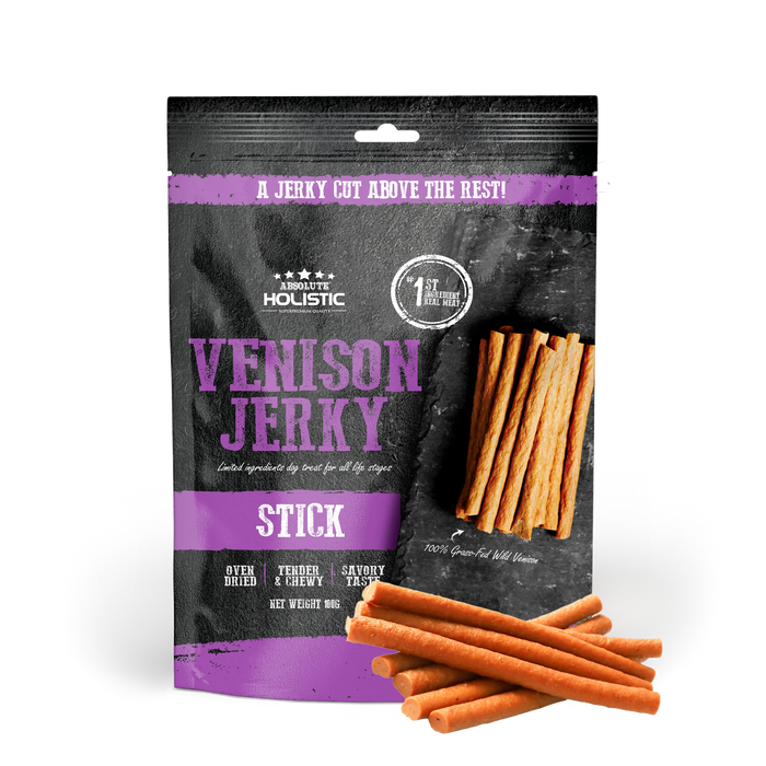 Absolute Holistic Grain Free Treats for Dog Venison Jerky Loin Stick 100g
