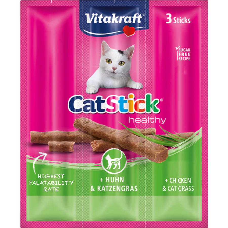 Vitakraft Cat Stick Mini Chicken & Cat Grass 54g X20