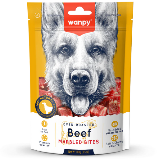 Wanpy Oven-Roasted Beef Marbled Bites 100g Dog Treats X3