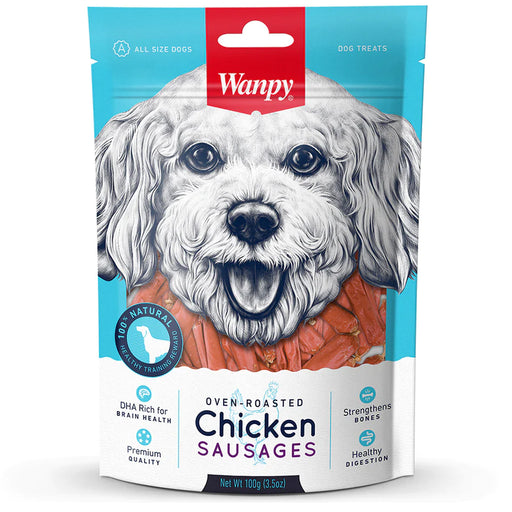 Wanpy Oven-Roasted Chicken Sausages Dog Treats 100g X3