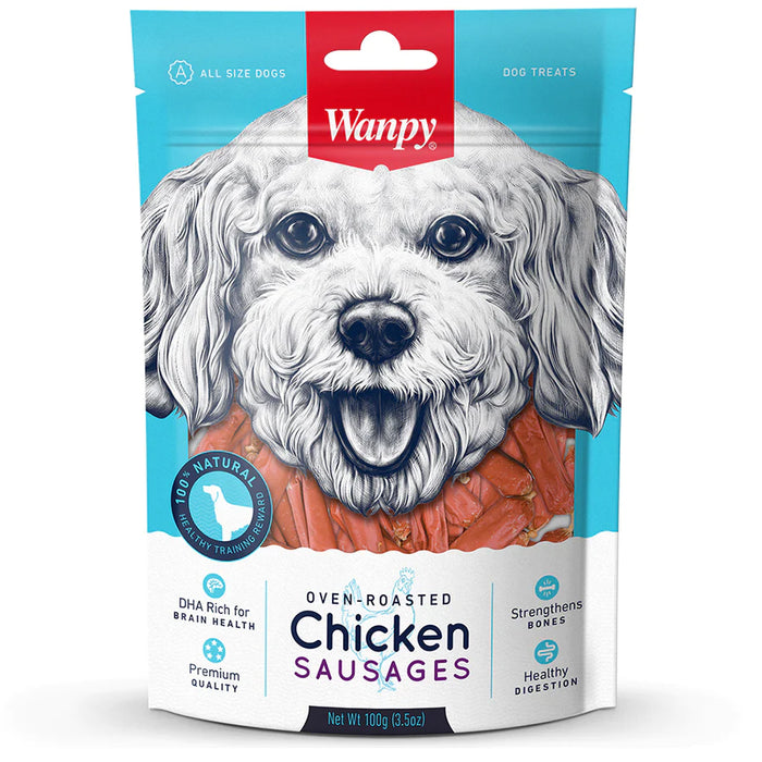 Wanpy Oven-Roasted Chicken Sausages Dog Treats 100g X3
