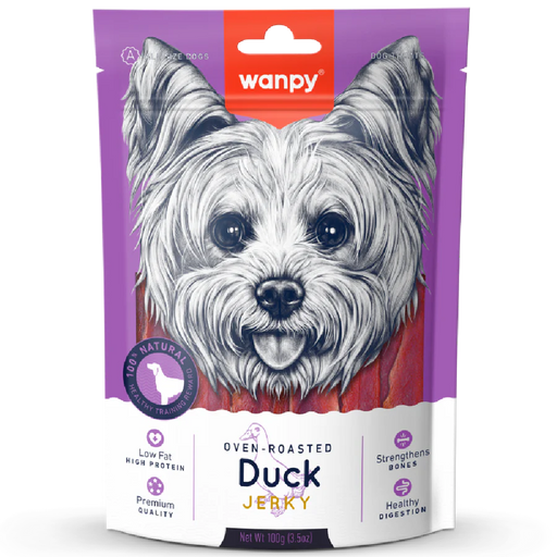 Wanpy Oven-Roasted Duck Jerky Dog Treats 100g X3