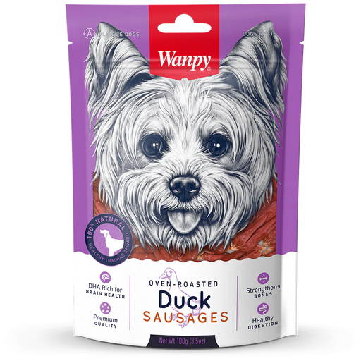Wanpy Oven-Roasted Duck Sausages Dog Treats 100g X3