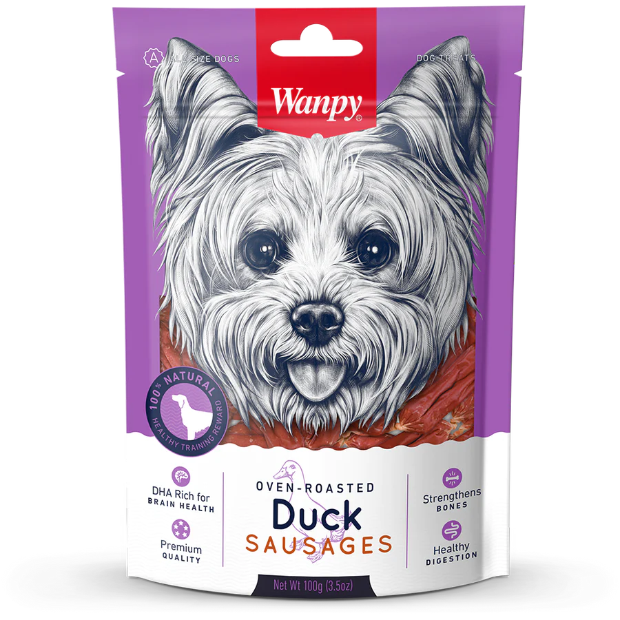Wanpy Oven-Roasted Duck Sausages Dog Treats 100g X3