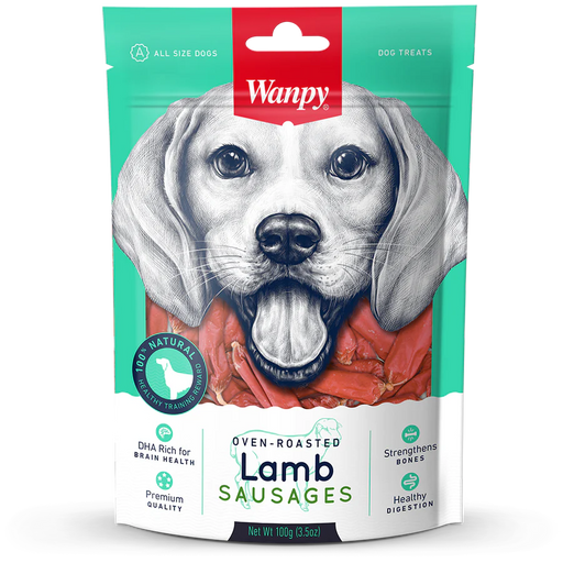 Wanpy Oven-Roasted Lamb Sausages Dog Treats 100g X3