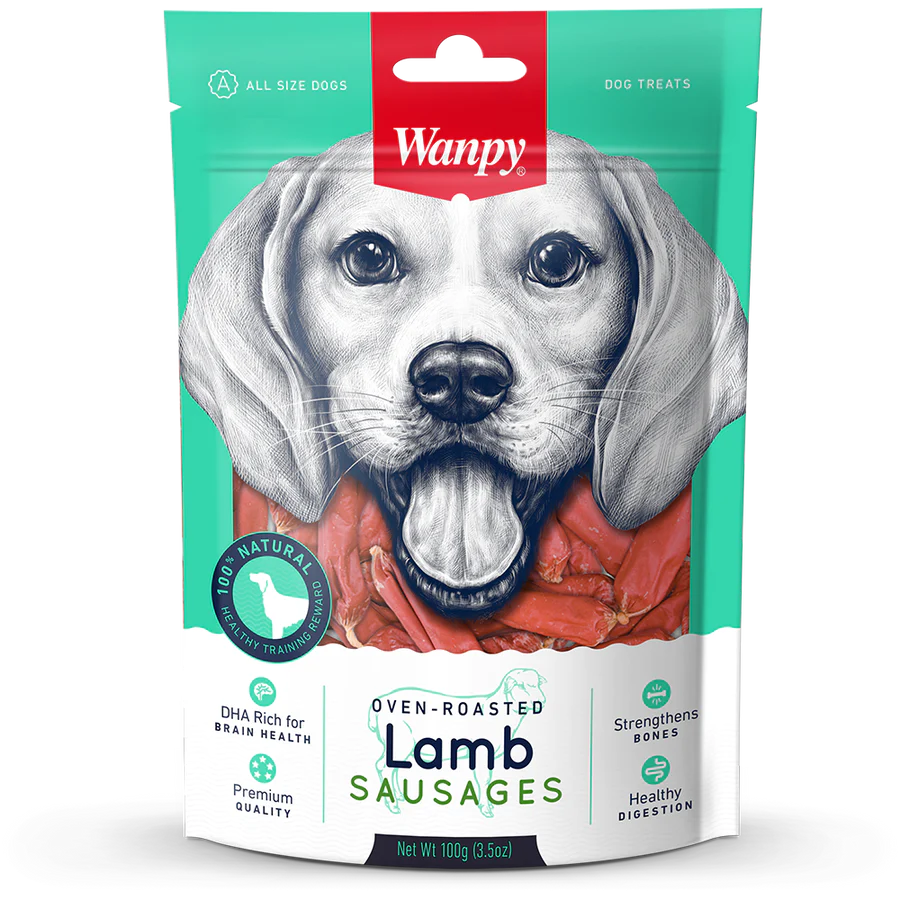 Wanpy Oven-Roasted Lamb Sausages Dog Treats 100g X3