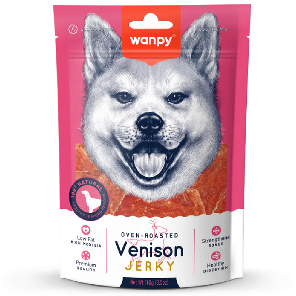 Wanpy Oven-Roasted Venison Jerky Dog Treats 100g X3