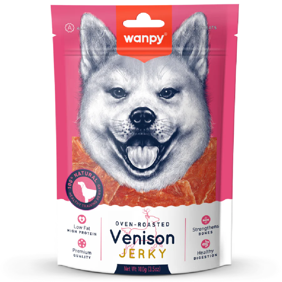 Wanpy Oven-Roasted Venison Jerky Dog Treats 100g X3