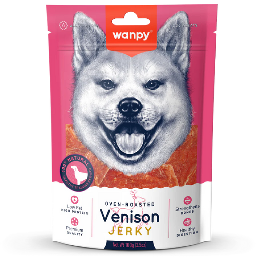 Wanpy Oven-Roasted Venison Jerky Dog Treats 100g X3