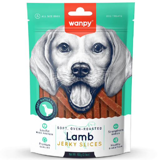 Wanpy Soft Oven-Roasted Lamb Jerky Slices Dog Treats 100g X3
