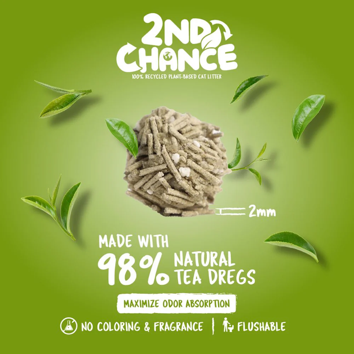 Kit Cat 2nd Chance Plant-Based Cat Litter GREEN TEA Leaves 2.5kg X6