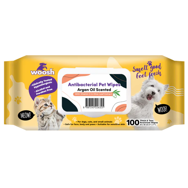 Woosh Pet Wipes Antibacterial Argan Oil 100sheets