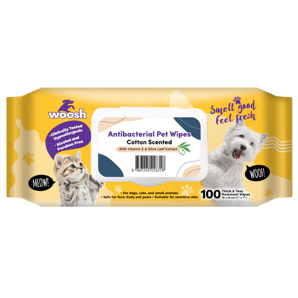 Woosh Pet Wipes Antibacterial Cotton 100sheets