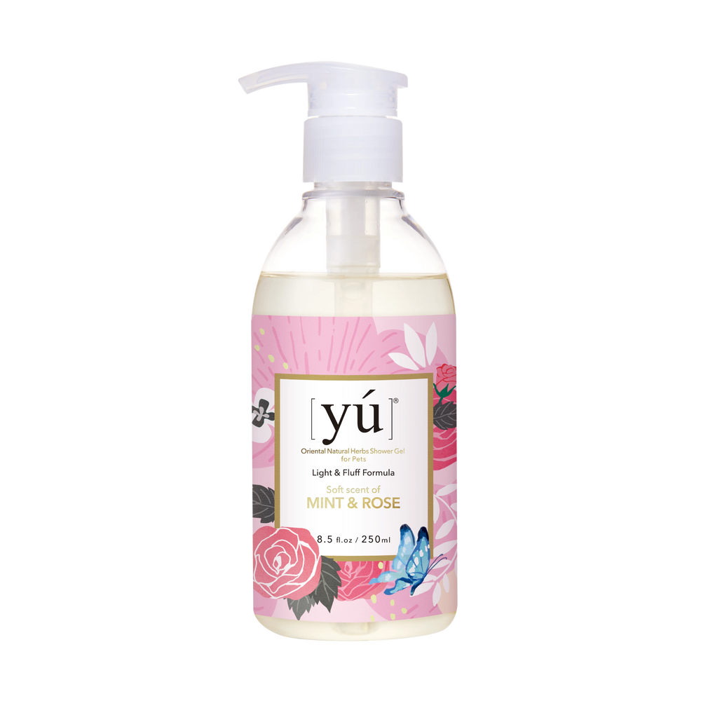 YU Light & Fluff Formula Oriental Natural Herbs Shower Gel for Cats & Dogs Mint & Rose 250ml