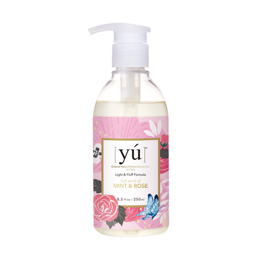 YU Light & Fluff Formula Oriental Natural Herbs Shower Gel for Cats & Dogs Mint & Rose 250ml