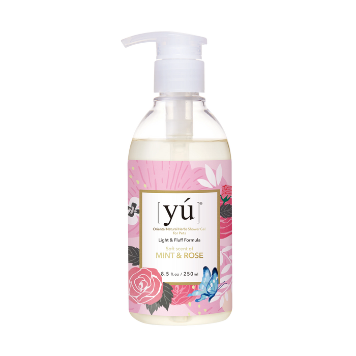 YU Light & Fluff Formula Oriental Natural Herbs Shower Gel for Cats & Dogs Mint & Rose 250ml