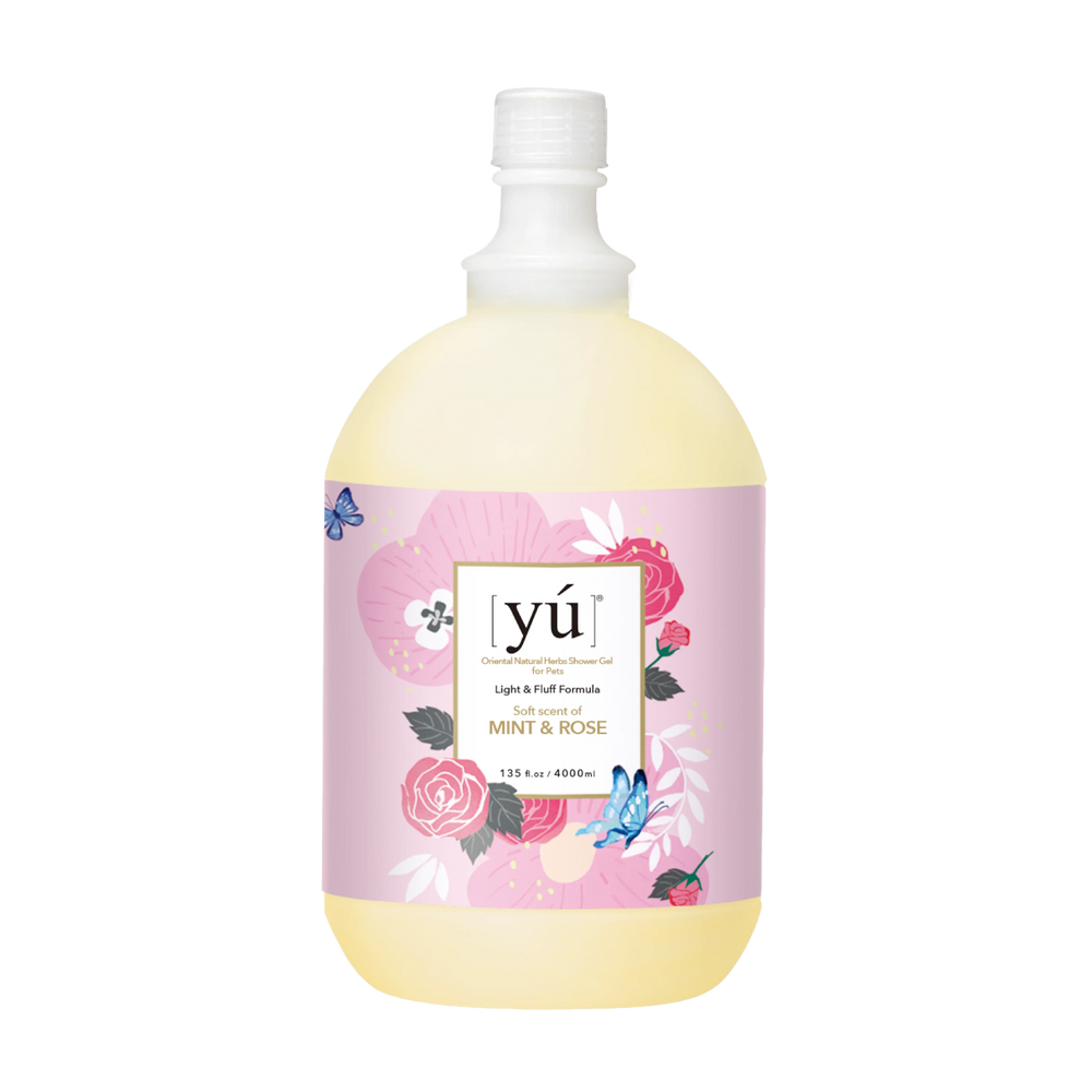 YU Light & Fluff Formula Oriental Natural Herbs Shower Gel for Cats & Dogs Mint & Rose 4000ml