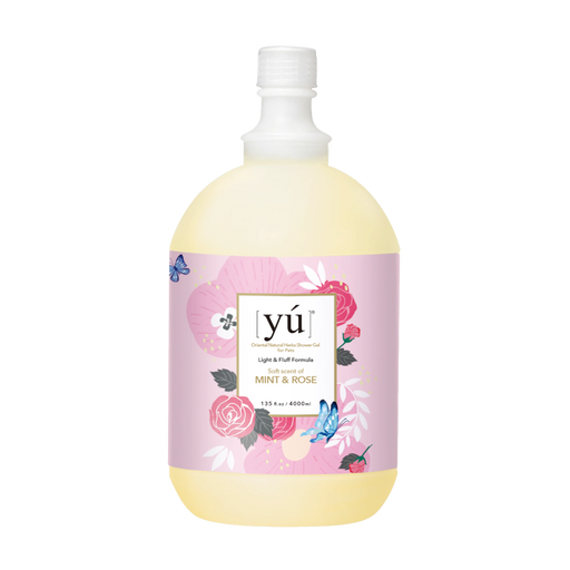 YU Light & Fluff Formula Oriental Natural Herbs Shower Gel for Cats & Dogs Mint & Rose 4000ml