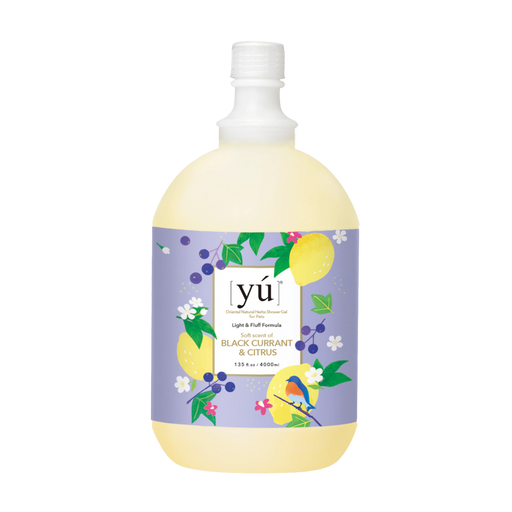 YU Light & Fluff Formula Oriental Natural Herbs Shower Gel for Cats & Dogs Black Currant & Citrus 4000ml