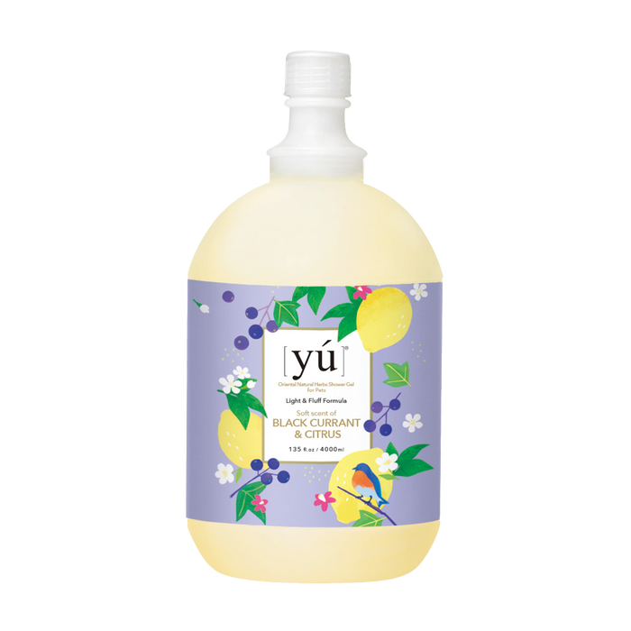 YU Light & Fluff Formula Oriental Natural Herbs Shower Gel for Cats & Dogs Black Currant & Citrus 4000ml